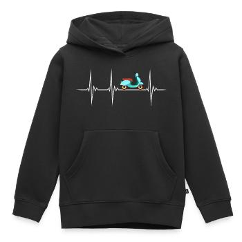 Mobylette mobylette mobylette conducteur deux temps battement de cœur - Sweat Premium à capuche enfant bio - noir - Devant - AI Model Kid Male (0cm)