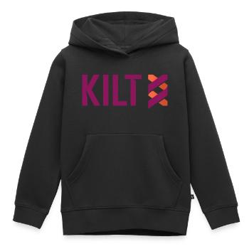 KILT Crypto Credentials for Web 3.0 Blockchain BTC - Sweat Premium à capuche enfant bio - noir - Devant - AI Model Kid Male (0cm)