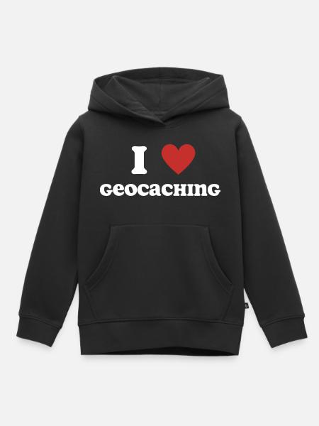 Ich liebe Geocaching - Kinder Premium Organic Hoodie - Schwarz
