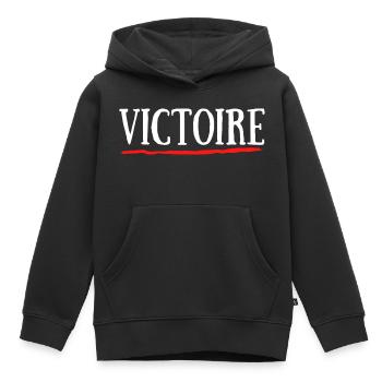 T-shirt Victoire Prénom Cadeau Baptême Naissance - Sweat Premium à capuche enfant bio - noir - Devant - AI Model Kid Male (0cm)