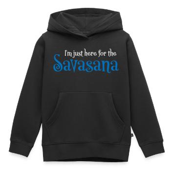 Je suis juste ici pour le savasana - Sweat Premium à capuche enfant bio - noir - Devant - AI Model Kid Male (0cm)