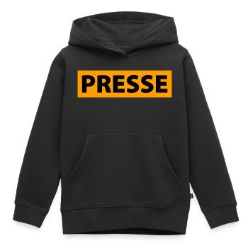 presse - Sweat Premium à capuche enfant bio - noir - Devant - AI Model Kid Male (0cm)