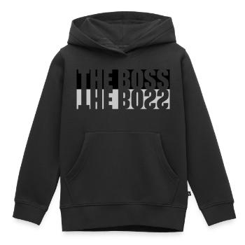 Réflexion Le Patron - Sweat Premium à capuche enfant bio - noir - Devant - AI Model Kid Male (0cm)