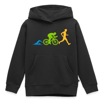 Compétition de triathlon sportif - Sweat Premium à capuche enfant bio - noir - Devant - AI Model Kid Male (0cm)
