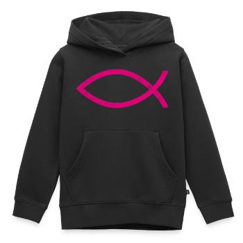 jesus fisch pink - Kinder Premium Organic Hoodie - Schwarz - Vorne - AI Model Kid Male (0cm)