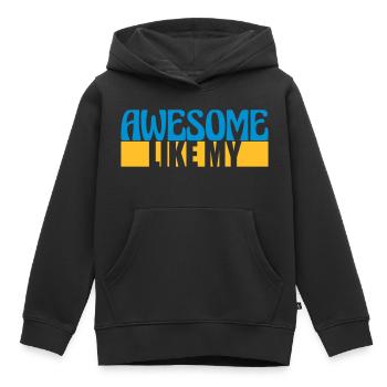 Template Vorlage Awesome Like - Kids Premium Organic Hoodie - black - Front - AI Model Kid Male (0cm)