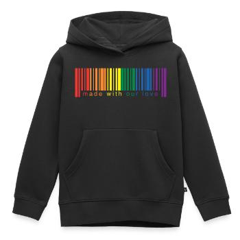 Code-Barres lgbt - Sweat Premium à capuche enfant bio - noir - Devant - AI Model Kid Male (0cm)