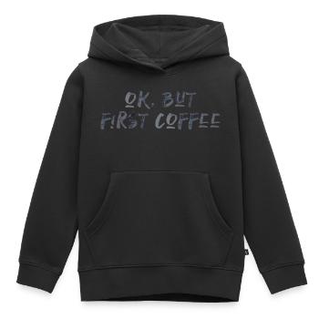 ok premier café café disant police petit déjeuner - Sweat Premium à capuche enfant bio - noir - Devant - AI Model Kid Male (0cm)