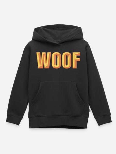 Woof Design del testo smussato - Premium børne hættetrøje økologisk - sort