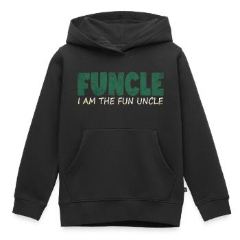 funcle fun oncle - Sweat Premium à capuche enfant bio - noir - Devant - AI Model Kid Male (0cm)