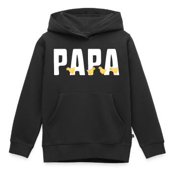 PAPA avec Poussins - Sweat Premium à capuche enfant bio - noir - Devant - AI Model Kid Male (0cm)