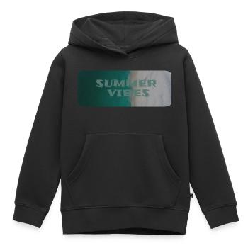 J’adore les vêtements / Ambiance estivale - Sweat Premium à capuche enfant bio - noir - Devant - AI Model Kid Male (0cm)