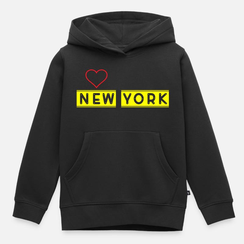 New York - Sweat Premium à capuche enfant bio - noir