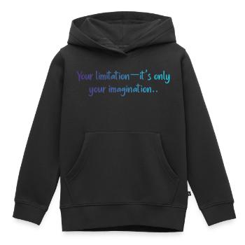 Your limitation, it's only your imagination - Sweat Premium à capuche enfant bio - noir - Devant - AI Model Kid Male (0cm)