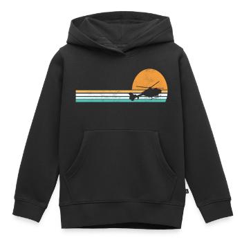 Hélicoptère Rétro Vintage - Sweat Premium à capuche enfant bio - noir - Devant - AI Model Kid Male (0cm)