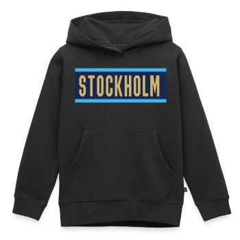 Stockholm - Kinder Premium Organic Hoodie - Schwarz - Vorne - AI Model Kid Male (0cm)