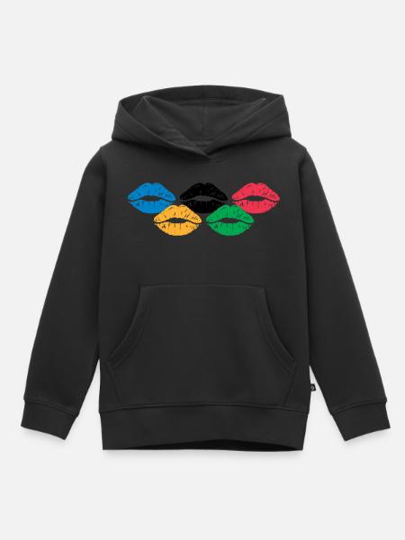 Lippen - Kinder Premium Organic Hoodie - Schwarz