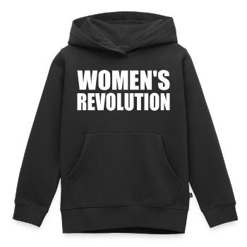 Womens revolution - Sweat Premium à capuche enfant bio - noir - Devant - AI Model Kid Male (0cm)