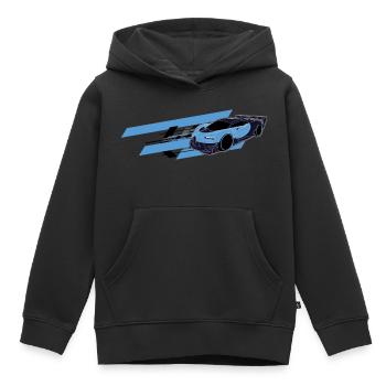 Bugat Sports Car Speed - Sweat Premium à capuche enfant bio - noir - Devant - AI Model Kid Male (0cm)