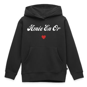 amie en or - Sweat Premium à capuche enfant bio - noir - Devant - AI Model Kid Male (0cm)