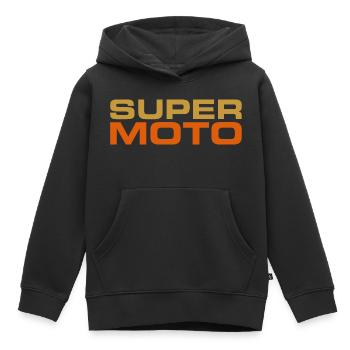 Logo SUPER MOTO sport orange - Sweat Premium à capuche enfant bio - noir - Devant - AI Model Kid Male (0cm)