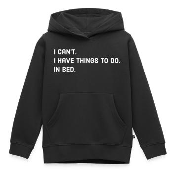Sommeil au lit Dire - Sweat Premium à capuche enfant bio - noir - Devant - AI Model Kid Male (0cm)