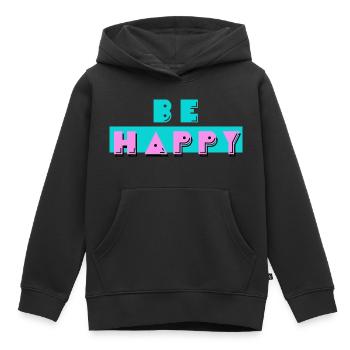 Sois heureux - Sweat Premium à capuche enfant bio - noir - Devant - AI Model Kid Male (0cm)