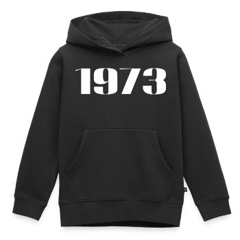 1973 - Cadeau né en 1973 - Sweat Premium à capuche enfant bio - noir - Devant - AI Model Kid Male (0cm)