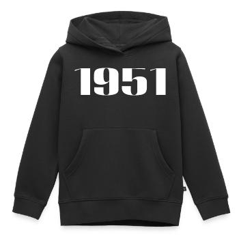 1951 - Cadeau né en 1951 - Sweat Premium à capuche enfant bio - noir - Devant - AI Model Kid Male (0cm)