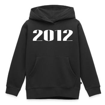 2012 - Cadeau né en 2012 - Sweat Premium à capuche enfant bio - noir - Devant - AI Model Kid Male (0cm)