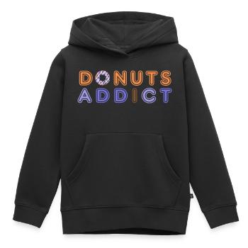 Donuts addict purple choco - Sweat Premium à capuche enfant bio - noir - Devant - AI Model Kid Male (0cm)