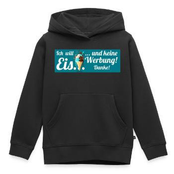 Ich will Eis und keine Werbung! Keine Werbung! - Kinder Premium Organic Hoodie - Schwarz - Vorne - AI Model Kid Male (0cm)