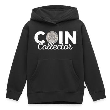 Coin Collector Coin Collecting Numismatist - Kids Premium Organic Hoodie - black - Front - AI Model Kid Male (0cm)