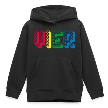 Kinder 4 Jahre Bausteine 4. Geburtstag - Kinder Premium Organic Hoodie - Schwarz - Vorne - AI Model Kid Male (0cm)