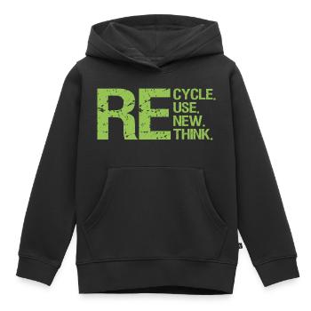 ReCycle ReUse ReNew ReThink - Kinder Premium Organic Hoodie - Schwarz - Vorne - AI Model Kid Male (0cm)