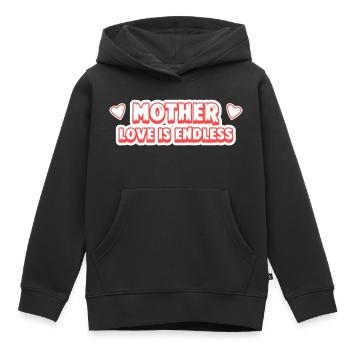 Cadeau de fête des mères L’amour de maman est sans fin Maman - Sweat Premium à capuche enfant bio - noir - Devant - AI Model Kid Male (0cm)
