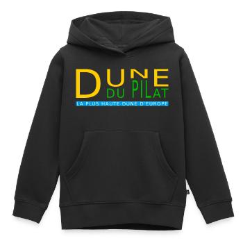 Dune du Pilat, la plus haute dune d'Europe - Sweat Premium à capuche enfant bio - noir - Devant - AI Model Kid Male (0cm)