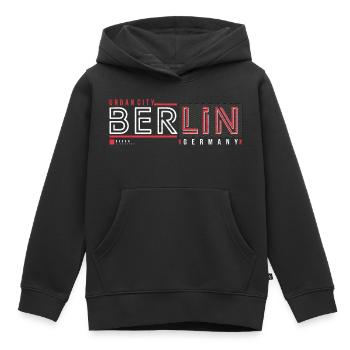 Berlin Urban City Style Fan Travel Streetwear - Sweat Premium à capuche enfant bio - noir - Devant - AI Model Kid Male (0cm)