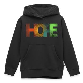 ESPOIR | ESPOIR | Imprimer - Sweat Premium à capuche enfant bio - noir - Devant - AI Model Kid Male (0cm)