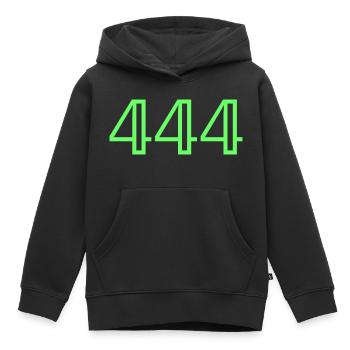 Nombres |444|. - Sweat Premium à capuche enfant bio - noir - Devant - AI Model Kid Male (0cm)