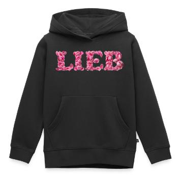 Lieb mit Rosenblättern geschrieben - Kinder Premium Organic Hoodie - Schwarz - Vorne - AI Model Kid Male (0cm)