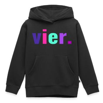 4. Geburtstag Geschenk 4 Jahre Vier - Kinder Premium Organic Hoodie - Schwarz - Vorne - AI Model Kid Male (0cm)