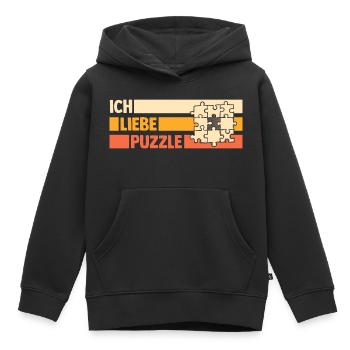 Puzzlefan Puzzler Puzzleteile Puzzle - Kinder Premium Organic Hoodie - Schwarz - Vorne - AI Model Kid Male (0cm)