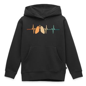 Battement de cœur Poumon - Sweat Premium à capuche enfant bio - noir - Devant - AI Model Kid Male (0cm)