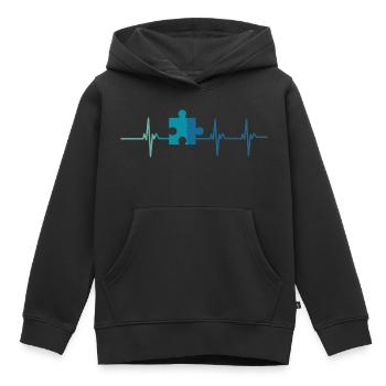 Herzschlag-Autismus-Rätsel - Kinder Premium Organic Hoodie - Schwarz - Vorne - AI Model Kid Male (0cm)