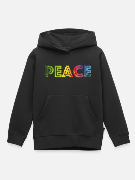 Couleurs PEACE mouchetées - Sweat Premium à capuche enfant bio - noir