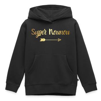 super nounou doré - cadeau nounou - Sweat Premium à capuche enfant bio - noir - Devant - AI Model Kid Male (0cm)