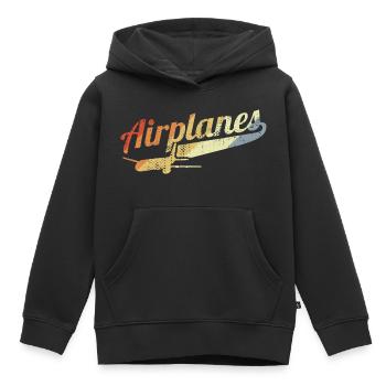 Avions rétro - Sweat Premium à capuche enfant bio - noir - Devant - AI Model Kid Male (0cm)