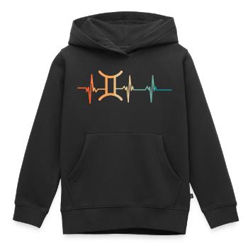 Zwillinge Sternzeichen Herzschlag - Kinder Premium Organic Hoodie - Schwarz - Vorne - AI Model Kid Male (0cm)