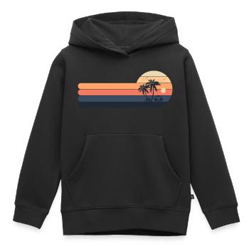 Retro Sonnenuntergang Palmen - Kinder Premium Organic Hoodie - Schwarz - Vorne - AI Model Kid Male (0cm)